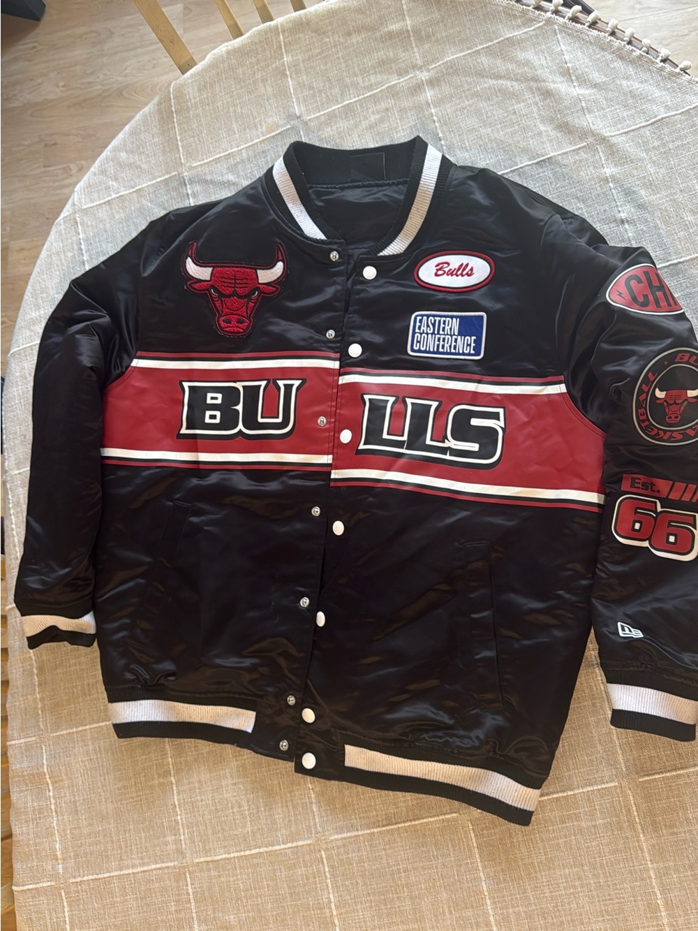 Chicago Bulls Black & Red Varsity-Style Bomber Jacket